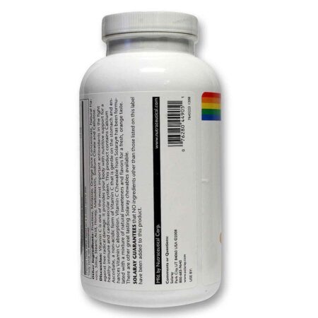 Solaray Vitamina C Mastigável Sabor Laranja - 100 Bolachas para Imunidade e Bem-Estar - Imagem 4