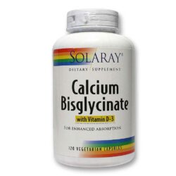 Solaray Bisglicinato de Cálcio com Vitamina D3 - 120 Cápsulas Vegetarianas para Ossos Fortes