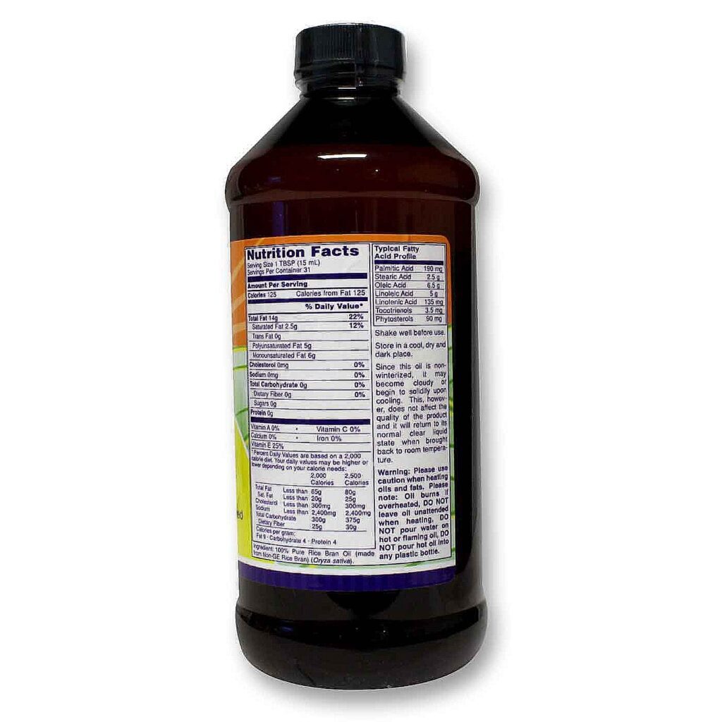 Now Foods Óleo de Farelo de Arroz 473ml (16 fl oz) - Nutrição Pura e Versátil - Imagem 2