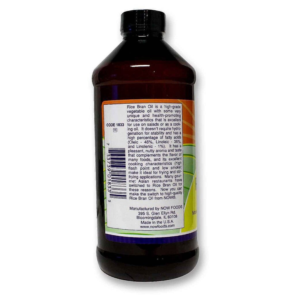 Now Foods Óleo de Farelo de Arroz 473ml (16 fl oz) - Nutrição Pura e Versátil - Imagem 3