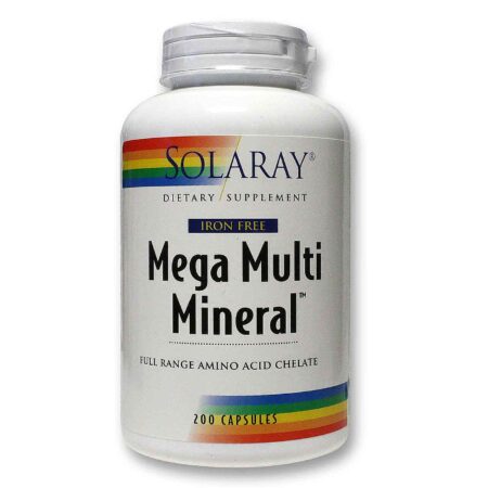 Solaray, Mega Multi Mineral Livre de Ferro - 200 Cápsulas