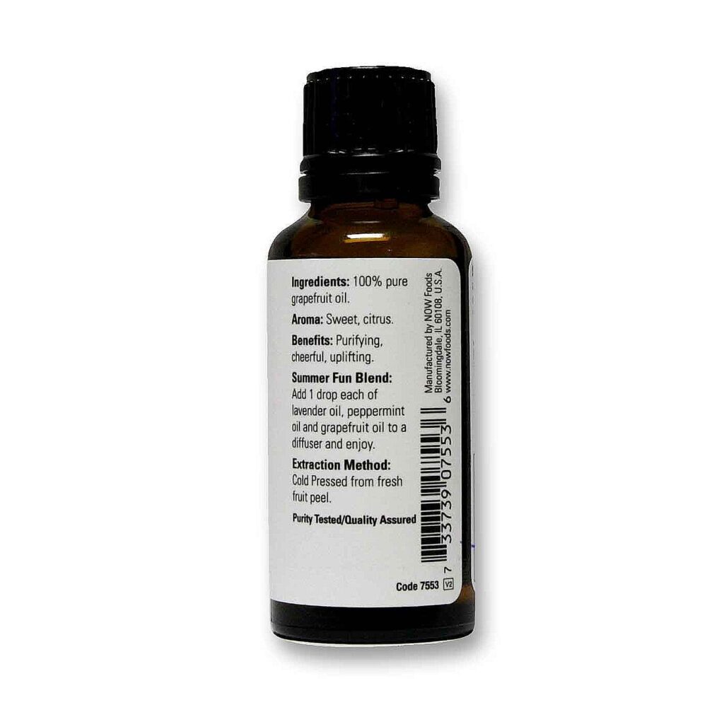 Now Foods Óleo de Toranja Essencial Puro 30ml - Aroma Cítrico Revigorante - Imagem 2