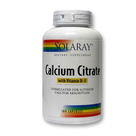 Solaray Citrato de cálcio com vitamina D 180 Cápsulas Vegetarianas