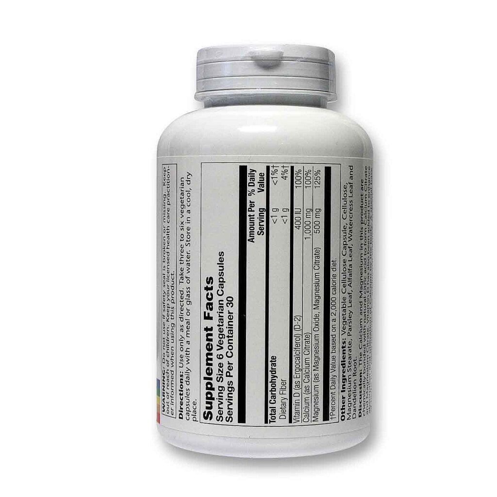 Solaray Cal-Mag Citrato com Vitamina D - 180 Cápsulas Vegetarianas - Ossos Fortes e Saúde Muscular - Imagem 2