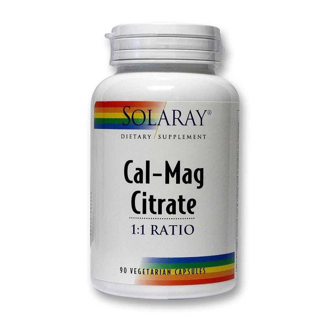 Solaray Cal-Mag Citrato 1:1 90 Cápsulas - Essencial para Ossos e Músculos Fortes