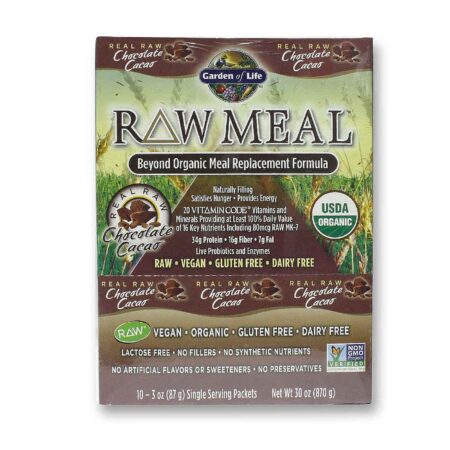 RAW Meal Garden of Life Chocolate Cacao 10 pacotes 85 g cada