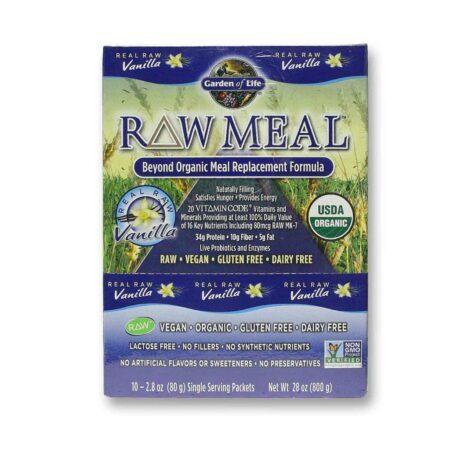 RAW Meal Garden of Life Baunilha 10 Pacotes 85g Cada – Nutrição Completa e Pura — foto 1