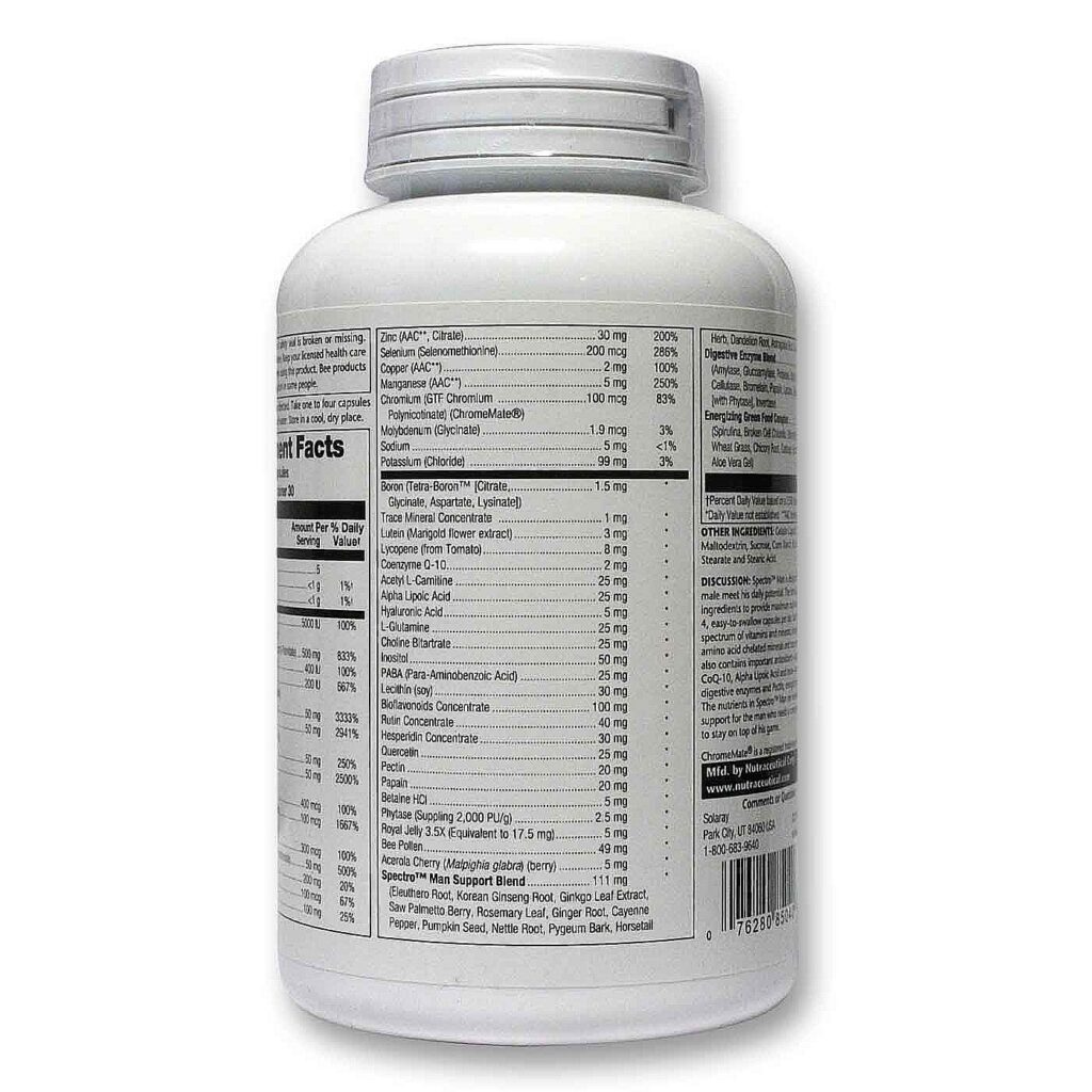 Solaray Spectro Man 120 Cápsulas: Multivitamínico Completo para a Saúde Masculina no Brasil - Imagem 3