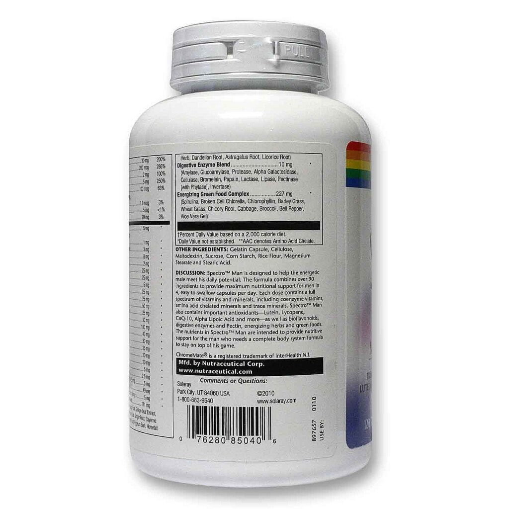 Solaray Spectro Man 120 Cápsulas: Multivitamínico Completo para a Saúde Masculina no Brasil - Imagem 4
