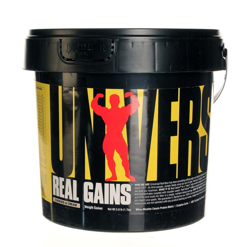 Real Gains Cookies & Cream Universal Nutrition 1.7 kg: Ganho de Massa Muscular e Recuperação Rápida no Brasil