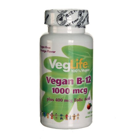 VegLife, B12 Vegano e Ácido Fólico -100 Pastilhas