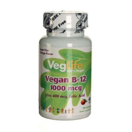 VegLife, B12 e Ácido Fólico Vegano, Laranja - 50 Pastilhas