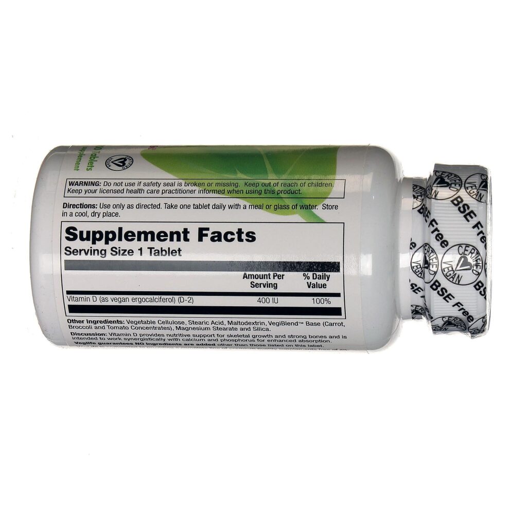 VegLife Vegan D 400 UI Vegana - 100 Tabletes para Saúde Óssea e Imunidade - Imagem 2