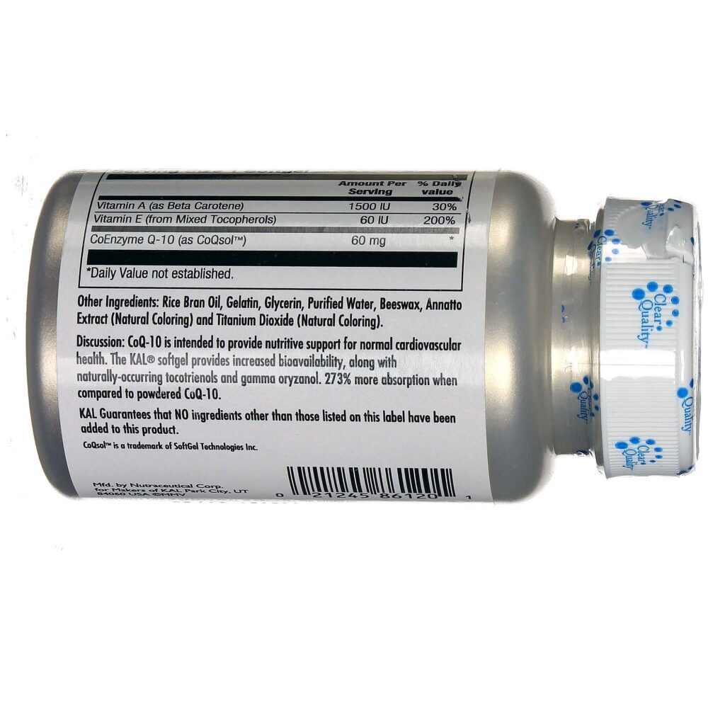 Kal CoQ-10 60 mg 30 Cápsulas: Energia e Bem-Estar para o Seu Dia a Dia - Imagem 3