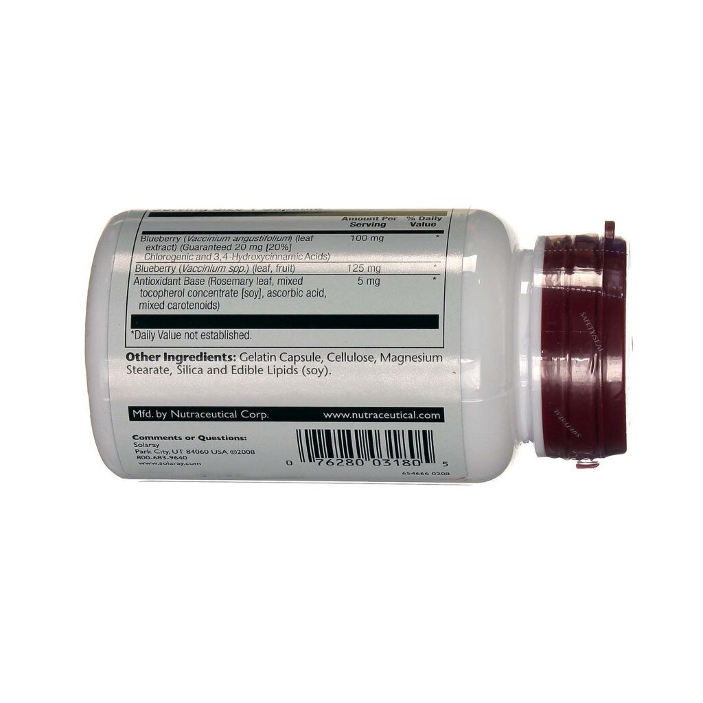 Solaray Extrato de Folha de Blueberry 60 Cápsulas - Poder Antioxidante Natural - Imagem 3