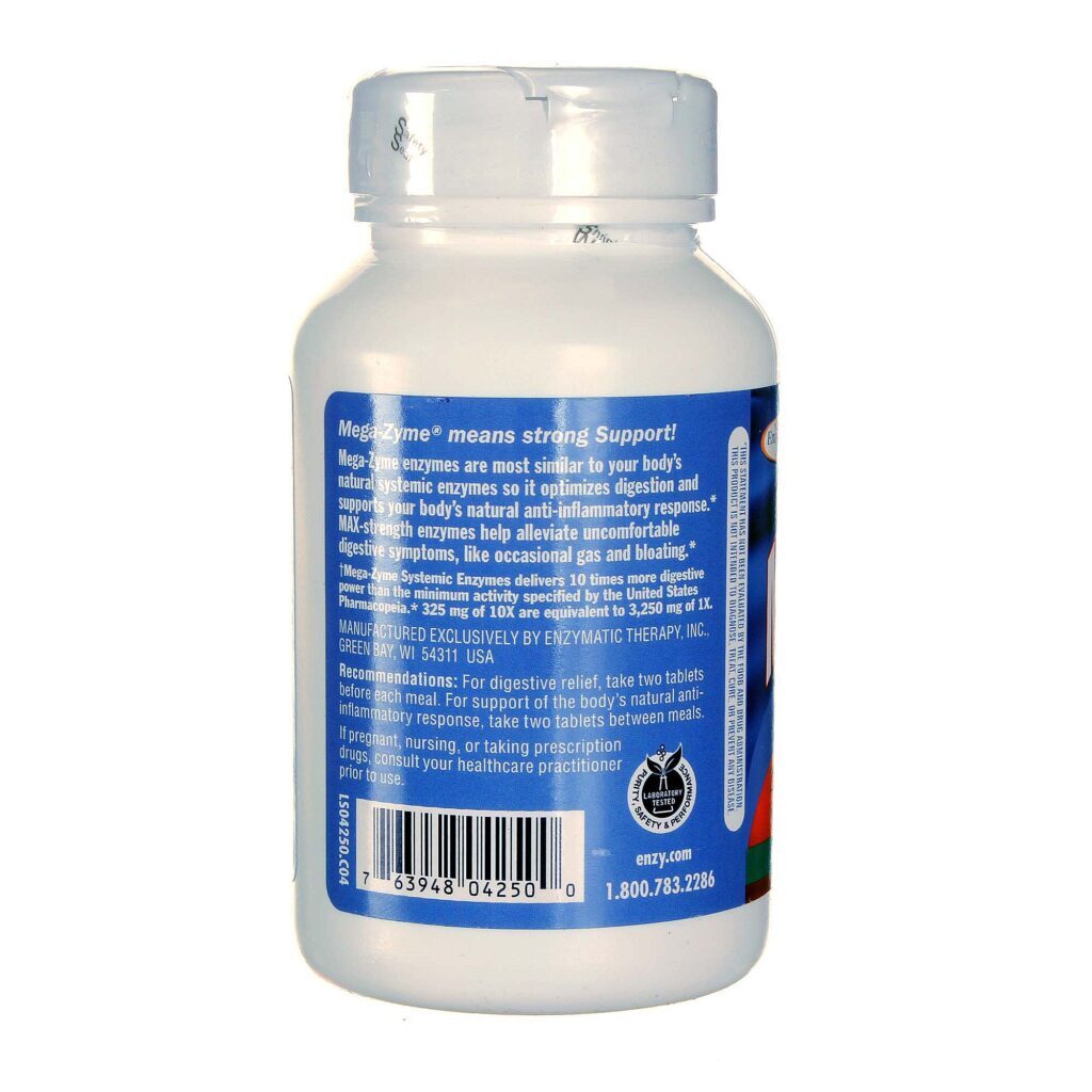 Mega-Zyme® Enzymatic Therapy: Enzimas Sistêmicas e Digestivas - 200 Tabletes - Imagem 3