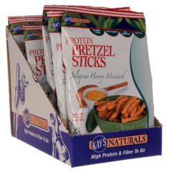 Kay's Naturals Pretzel Proteína Pimenta Jalapeno Mel Mostarda 6 Pacotes 34g Cada