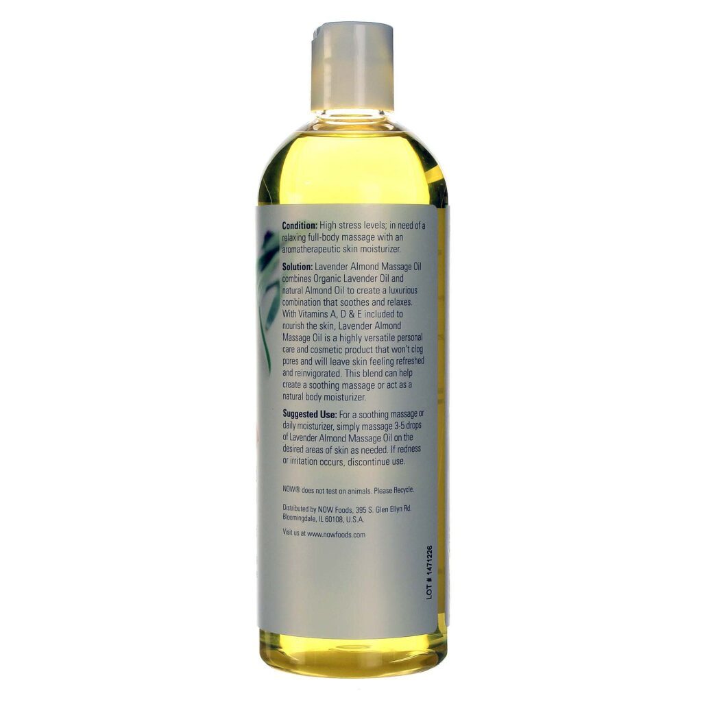 Now Foods Óleo de Massagem Amêndoa e Lavanda - 473ml (16 fl oz) - Imagem 2