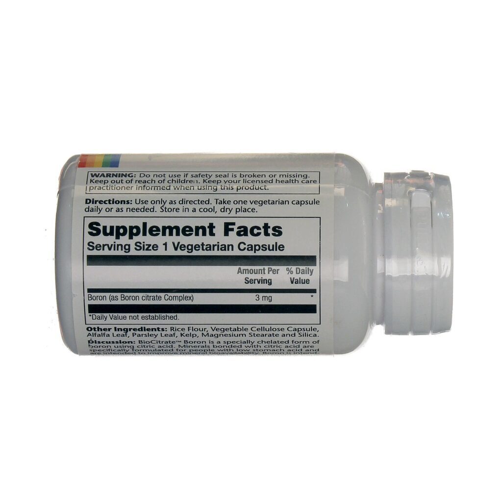 Solaray BioCitrate Boro - 60 Cápsulas Vegetarianas: Saúde Óssea e Bem-Estar Mineral - Imagem 2