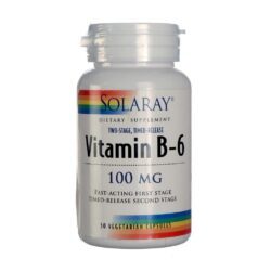 Solaray Dois Estágios B6 Timed-Release 100 mg 30 Cápsulas Vegetarianas - Vitamina B6 Essencial