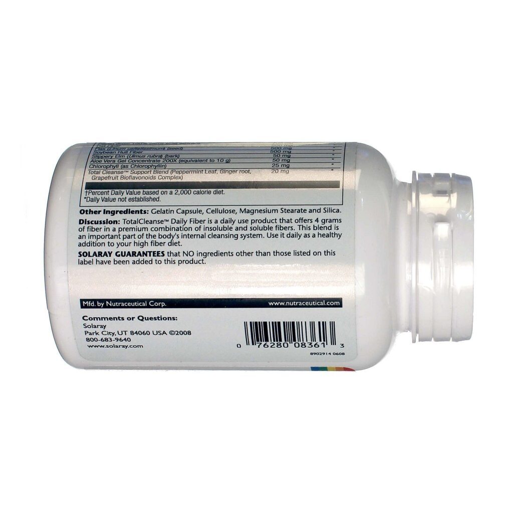 Solaray Total Cleanse Fibra Diária 120 Cápsulas: Saúde Intestinal e Detox Completo - Imagem 3