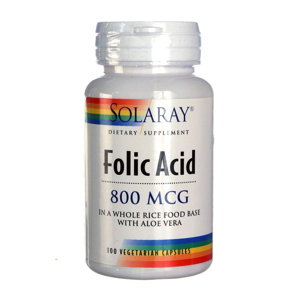 Solaray Ácido Fólico 800 mcg 100 Cápsulas Vegetarianas - Essencial para Saúde no Brasil