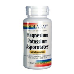 Solaray Magnésio e Potássio Asporotatos com Bromelina - 60 Cápsulas Vegetarianas