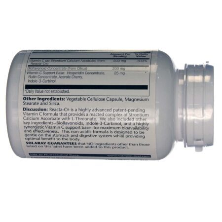 Solaray Reacta-C com Bioflavonóides 500mg - 120 Cápsulas Vegetarianas: Vitamina C de Alta Absorção para sua Saúde - Imagem 3