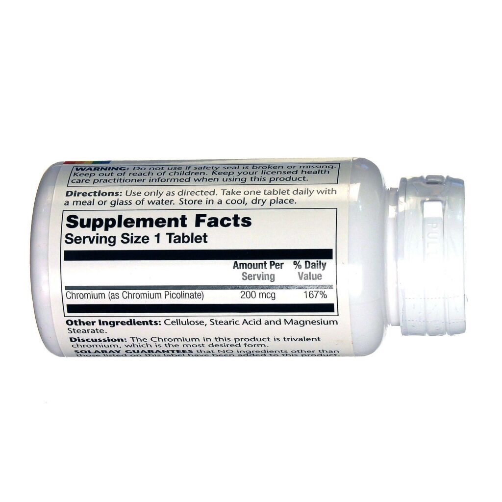 Solaray Picolinato de Cromo 200 mcg - 200 Tabletes: Controle Glicêmico e Metabolismo no Brasil - Imagem 2