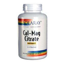 Solaray Cal-Mag Citrato 1:1 com Vitamina D 180 Cápsulas Vegetarianas - Ossos Fortes e Saúde Óssea