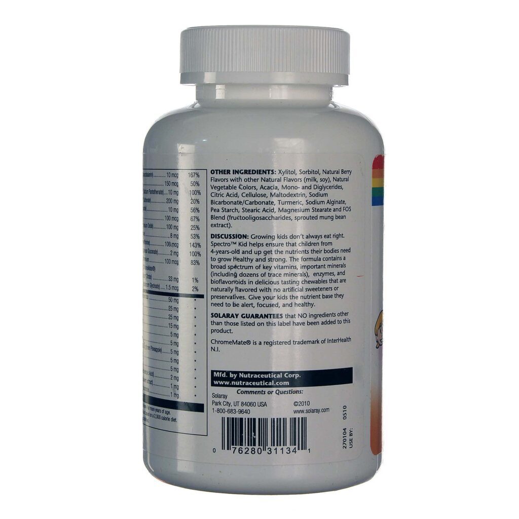 Solaray Spectro™ Kids Multi-Vita-Min Frutas 60 Pastilhas Mastigáveis | Vitaminas Essenciais para Crianças - Imagem 3