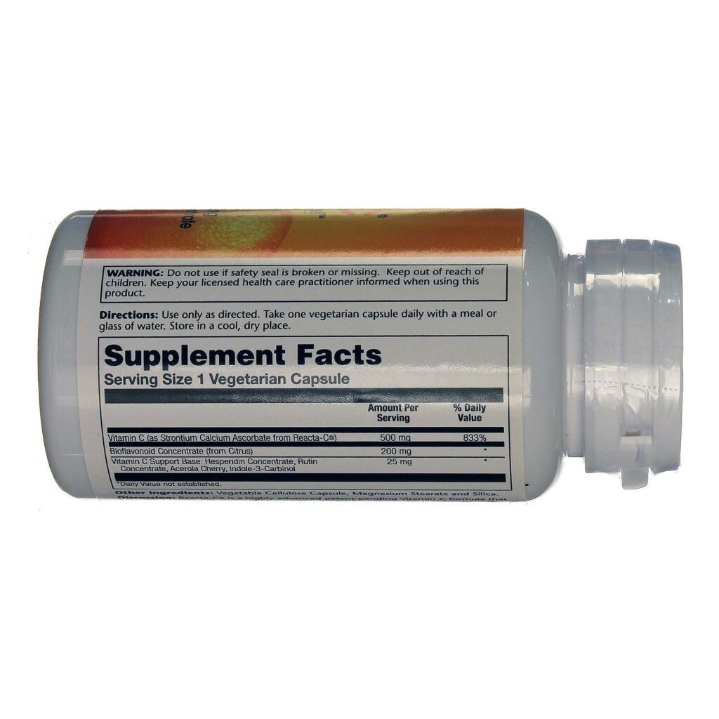 Solaray Reacta-C com Bioflavonóides 500mg 60 Cápsulas Vegetarianas - Vitamina C Pura - Imagem 2