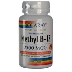 Solaray Metil B12 Sabor Manga Pêssego 60 Pastilhas - Energia e Bem-Estar