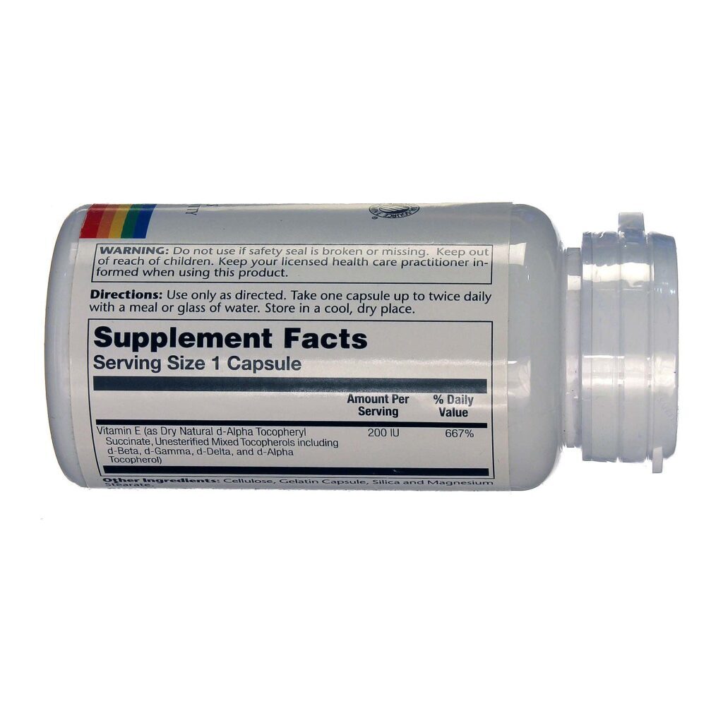 Solaray Vitamina E Seca 200 UI - 100 Cápsulas: Antioxidante Essencial para sua Saúde - Imagem 2