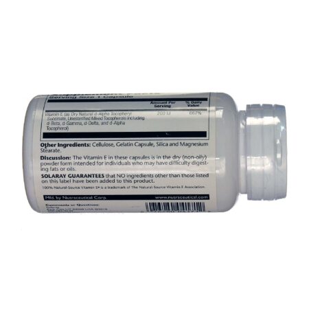 Solaray, Vitamina E Seca de 200 UI - 100 Cápsulas - Image 3