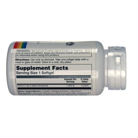 Solaray Vitamina E 1000 UI d-Alfa Tocoferol 60 Cápsulas Antioxidante - Imagem 2