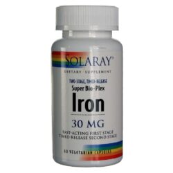 Solaray Super Bio-Plex Ferro 30mg - Liberação Prolongada 60 Cápsulas Vegetarianas