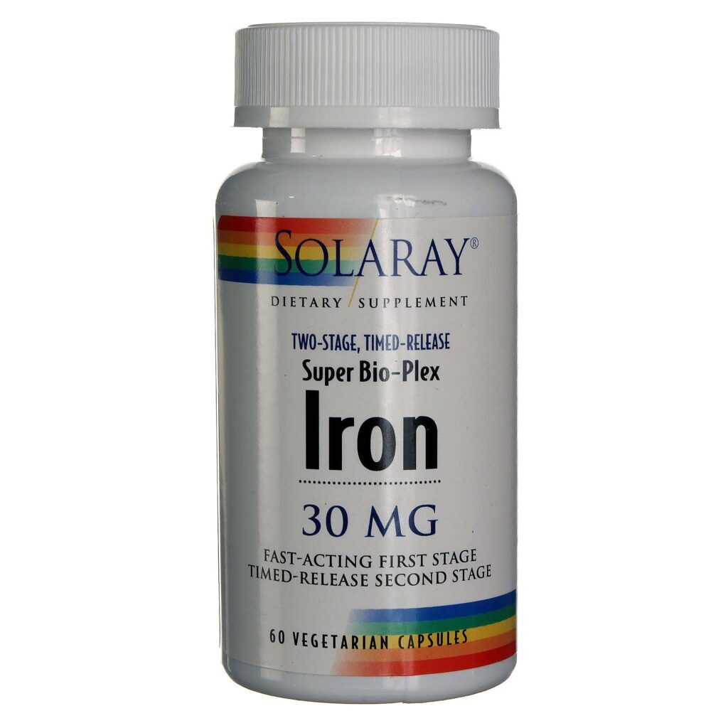 Solaray Super Bio-Plex Ferro 30mg - Liberação Prolongada 60 Cápsulas Vegetarianas