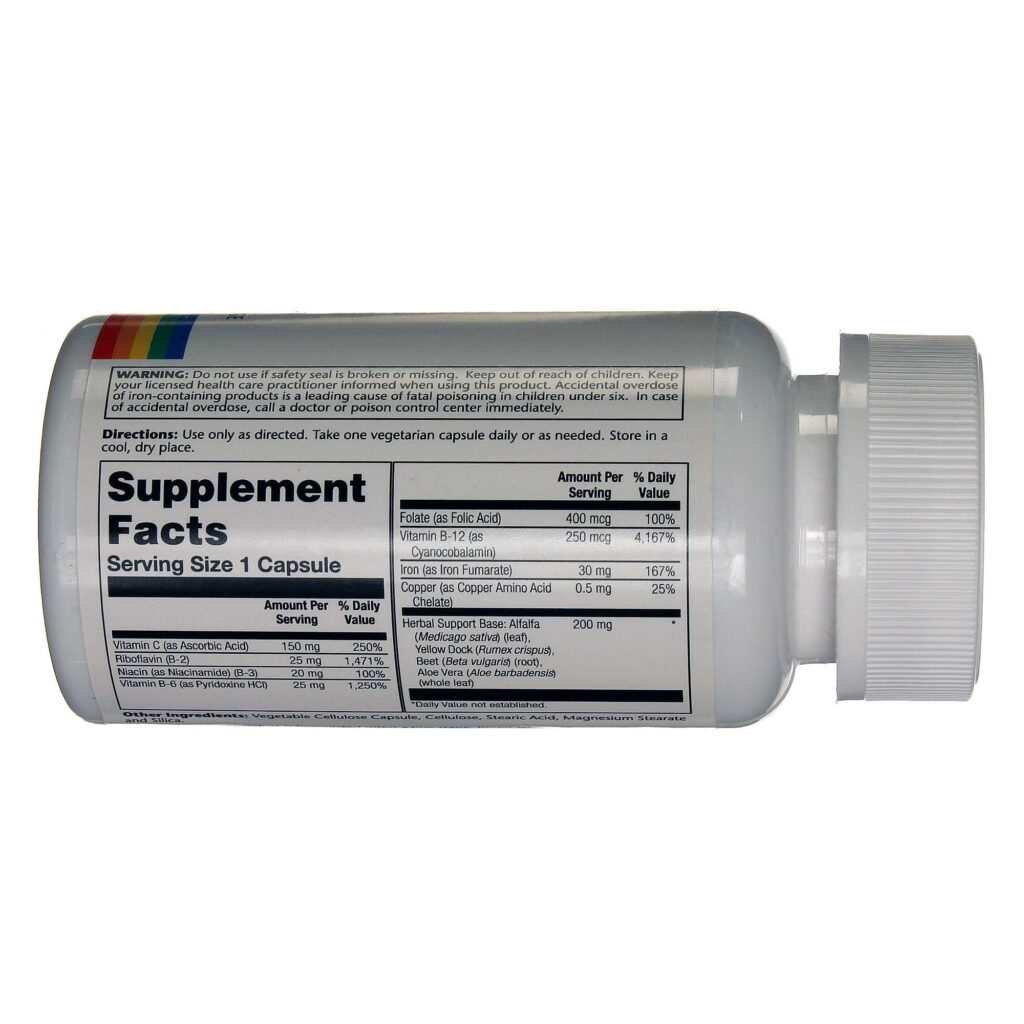 Solaray Super Bio-Plex Ferro 30mg - Liberação Prolongada 60 Cápsulas Vegetarianas - Imagem 2
