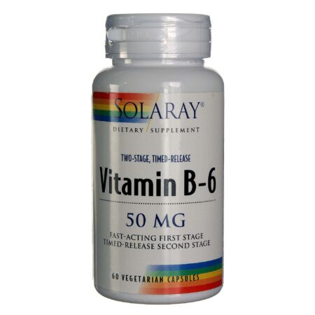 Solaray, Vitamina B-6 50 mg - 60 Cápsulas Vegetarianas