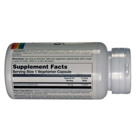 Solaray Vitamina B-6 50 mg - 60 Cápsulas Vegetarianas: Essencial para o Metabolismo e Bem-Estar - Imagem 2