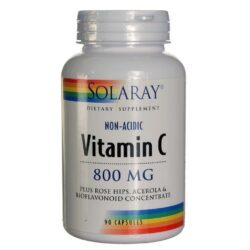 Solaray Não-ácido Vitamina C 800mg 90 Cápsulas: Imunidade e Colágeno no Brasil