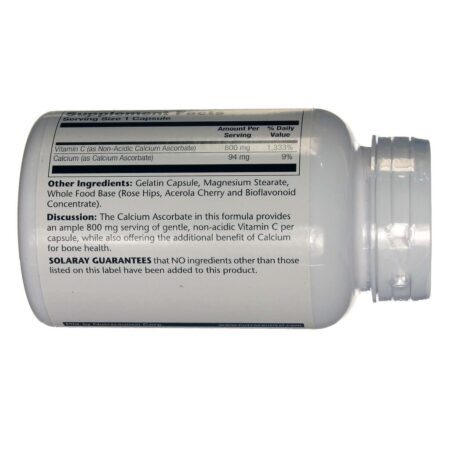 Solaray Não-ácido Vitamina C 800mg 90 Cápsulas: Imunidade e Colágeno no Brasil - Imagem 3
