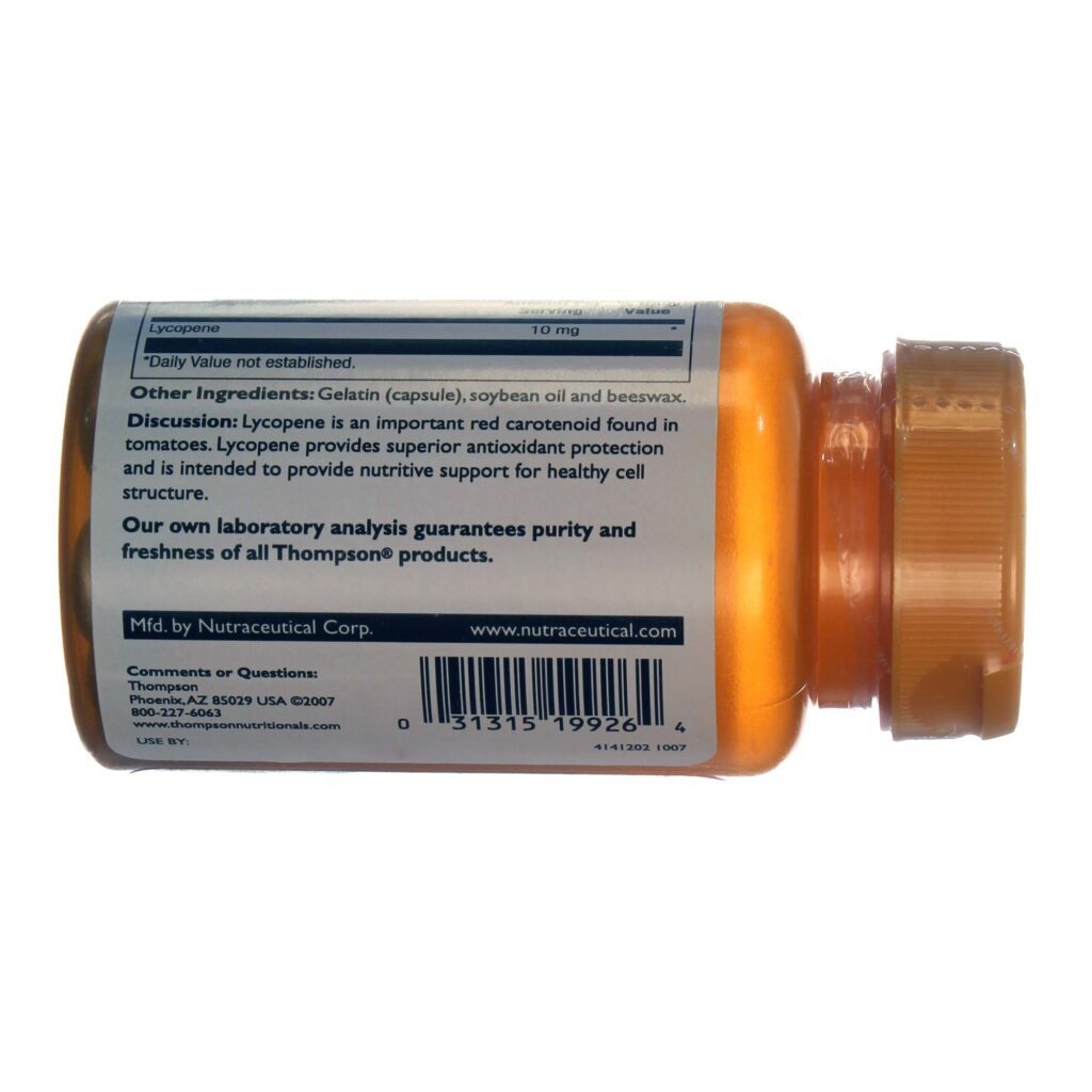 Thompson Licopeno 10mg 30 Cápsulas: Antioxidante Poderoso para sua Saúde - Imagem 3