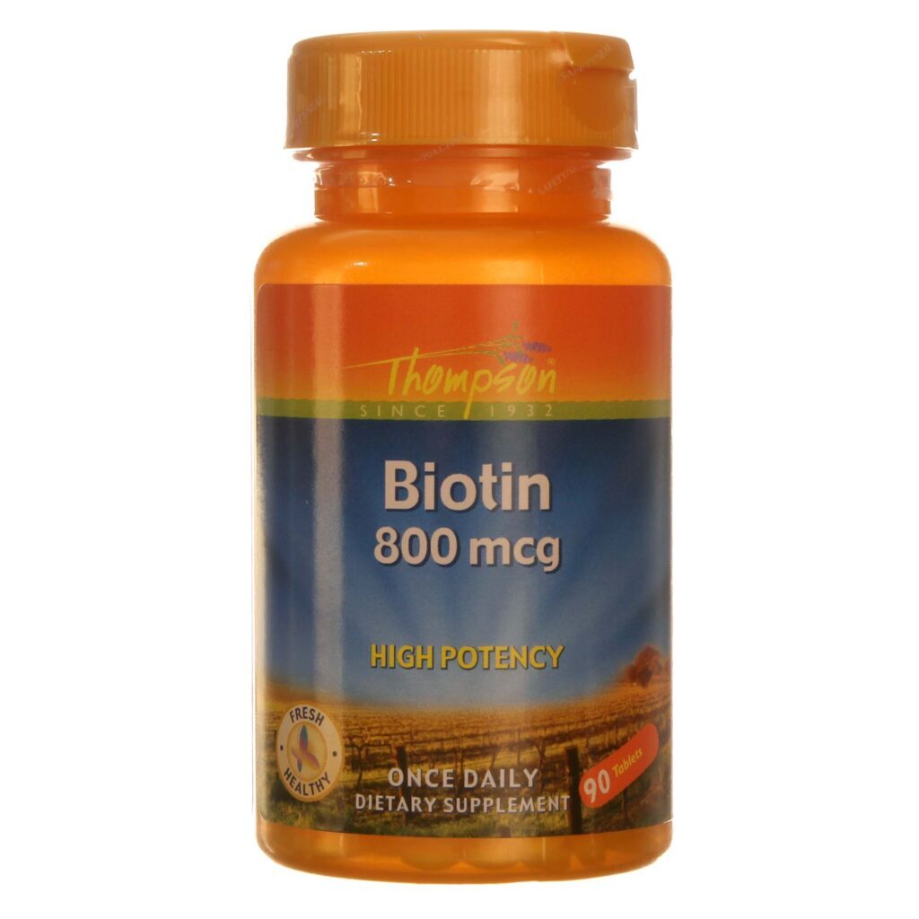 Biotina Thompson 800 mcg - 90 Tabletes para Cabelos, Pele e Unhas Fortes