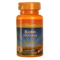 Thompson Biotina 5000 mcg - 60 Cápsulas Vegetarianas para Cabelos e Unhas Fortes