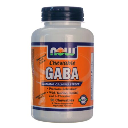 Now Foods, GABA 500 mg, Laranja - 90 Pastilhas Mastigáveis