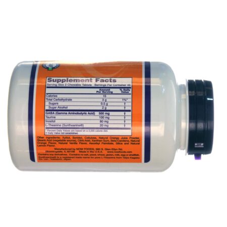 Now Foods, GABA 500 mg, Laranja - 90 Pastilhas Mastigáveis - Image 2