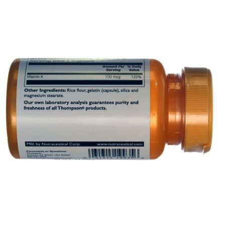 Vitamina K Thompson 100 mcg - 30 Cápsulas: Essencial para sua Saúde Óssea e Cardiovascular no Brasil - Imagem 3
