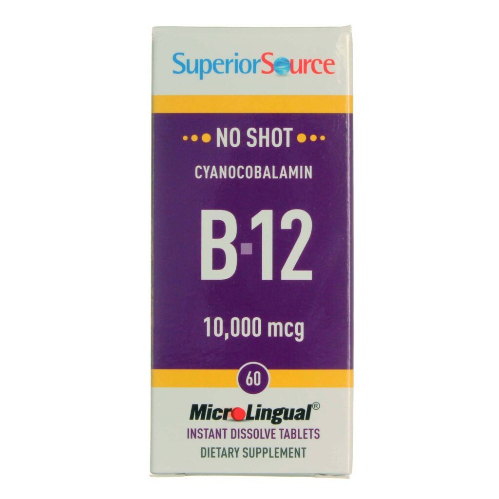 Superior Source No Shot B12 Cianocobalamina - 60 Comprimidos - Energia e Vitalidade